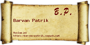 Barvan Patrik névjegykártya