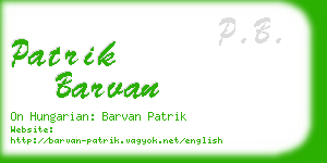 patrik barvan business card